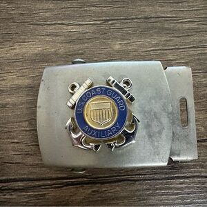 U.S. Coast Guard Auxiliary Silver Tone Belt Buckle